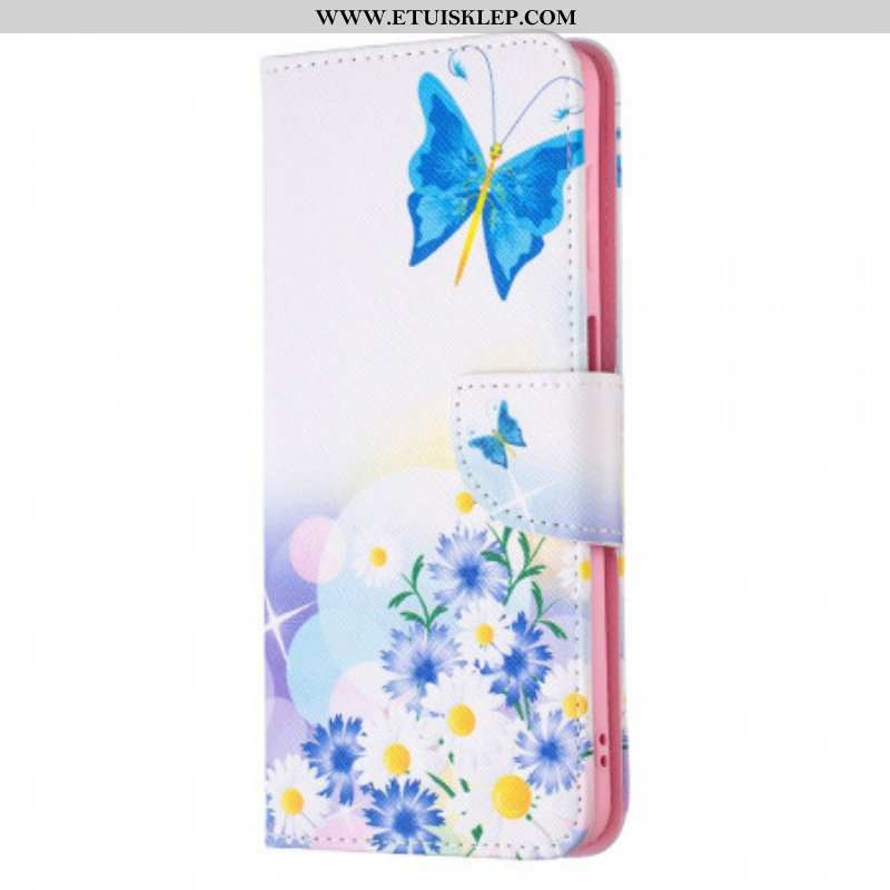 Etui Folio do Samsung Galaxy M52 5G Motyl I Kwiaty